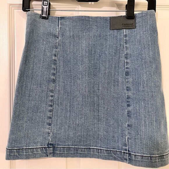 Carmar Double Zip Denim Mini Skirt Size 26 - Picture 2 of 5